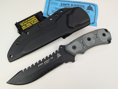 #ad Tops Knives Steel Eagle Knife Sawback 1095HC Steel Kydex Clip Belt Sheath $144.99