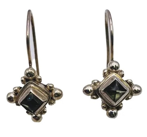 Bali Silver Natural Peridot Hook Drop Earrings Sterling 925 - Picture 2 of 13