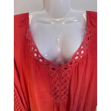 Zac & Rachel Dress Crochet Trim Bell Sleeve Midi Dress 2X Plus size summer Cute