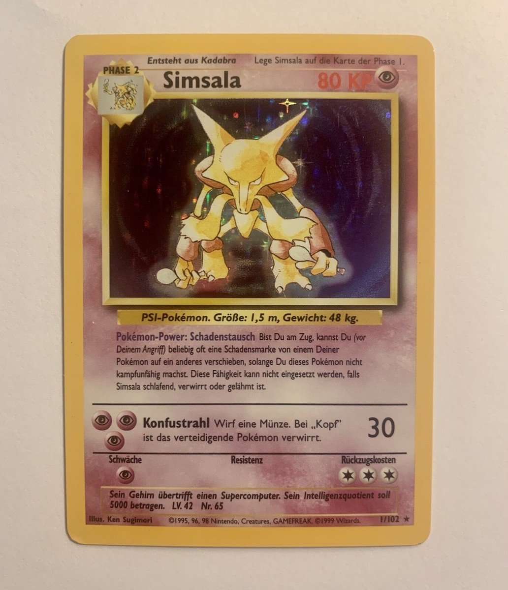 GERMAN Simsala Alakazam 1/102 1st Edition Holo Rare Pokemon