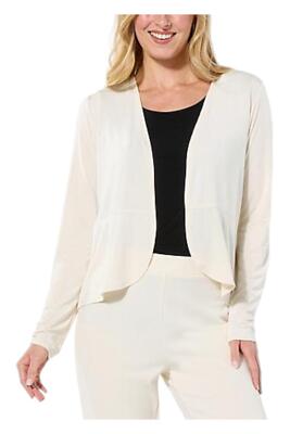 IMAN Women's Global Chic Solid Knit Peplum Topper Cream