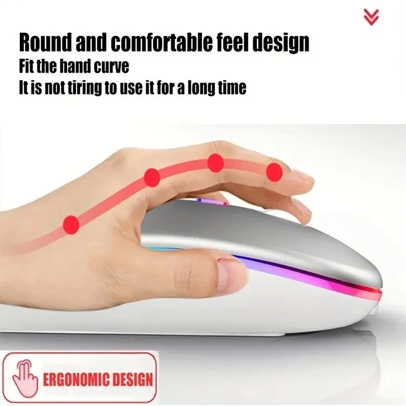 Wireless Mouse Rechargeable Backlit Ergonomic Gaming Mouse for Laptop PC - Image 4 of 4