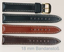 ECHTES JUCHTEN UHRENBAND 18 + 19 + 20 + 22 mm mit Ivory-Ziernaht und Polsterung