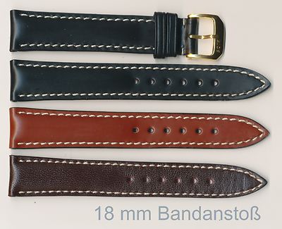 ECHTES JUCHTEN UHRENBAND 18 + 19 + 20 + 22 mm mit Ivory-Ziernaht und Polsterung