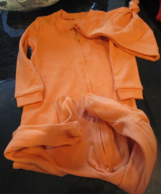 Pottery Barn Kids Halloween orange one piece hat 6 12 months photo shoot sample 