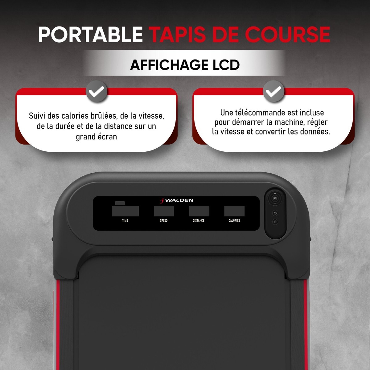 Tapis De Course Pliable Walden F2200 - Vitesse Max 6 Km/h - Pour Marche Et Jogging Léger à Domicile