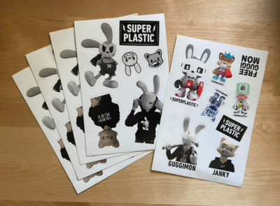 Superplastic Sticker Sheets (Lot of 5) - Janky, Guggimon, Kid Robot, Super 7