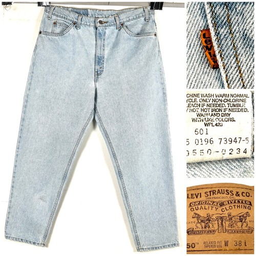 90'S Levi's 40550-0213 Relaxed Fit Tapered Denim Pants with Orange Tab, Men's Size 34 (Vintage) cotton blue type Vintage Second Hand