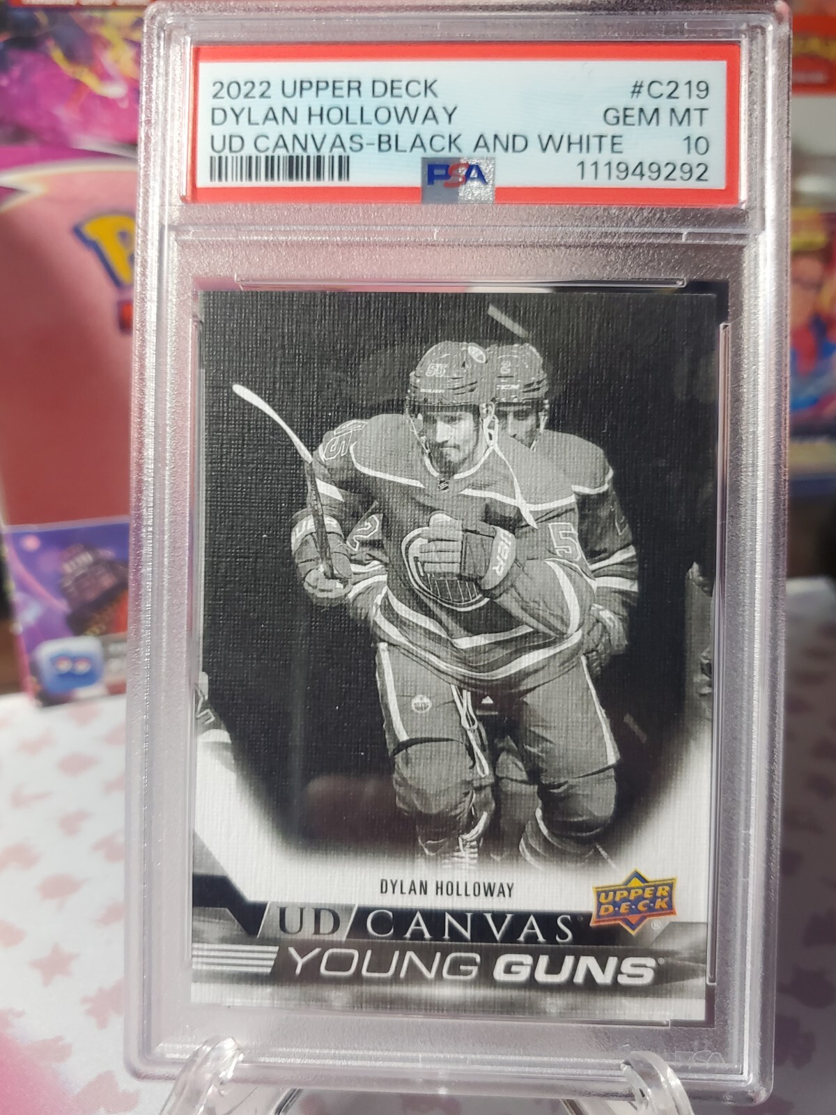 22-23 Series 2 - UD Canvas Young Guns Dylan Holloway #C219 Black & White PSA 10