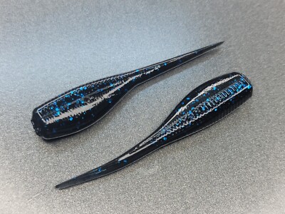 (24) 2'' SLAB HUNTER ''Black/Blue Flk'' GRUBS BAIT JIGS CRAPPIE PANFISH STINGER