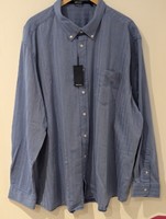 Men’s Shirt Melka, Size 4 X-Large Blue Herringbone Self Stripe New With Tags 