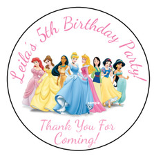 Princess Birthday Party Stickers Favors Labels 2.5"Custom Personalized