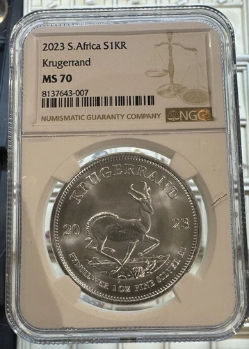 2023 South Africa 1oz Silver Krugerrand NGC MS70 Brown Label