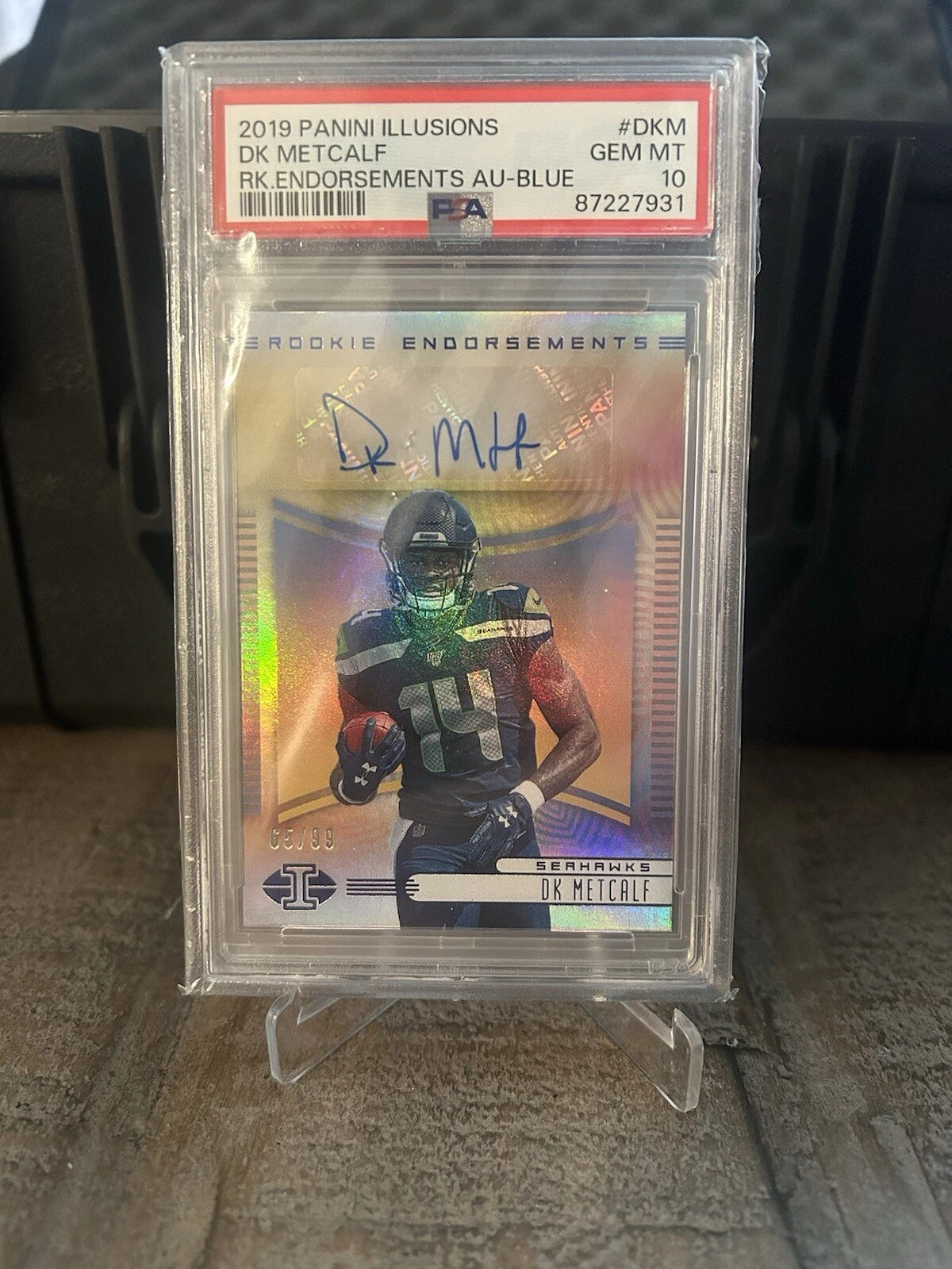 DK Metcalf Panini Illusions Rookie Endorsements Autographs #DKM Blue