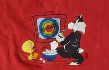 Vintage 1995 Looney Toons Red Jean Jacket, Kids Acme Size XL, Sylvester  Tweeti