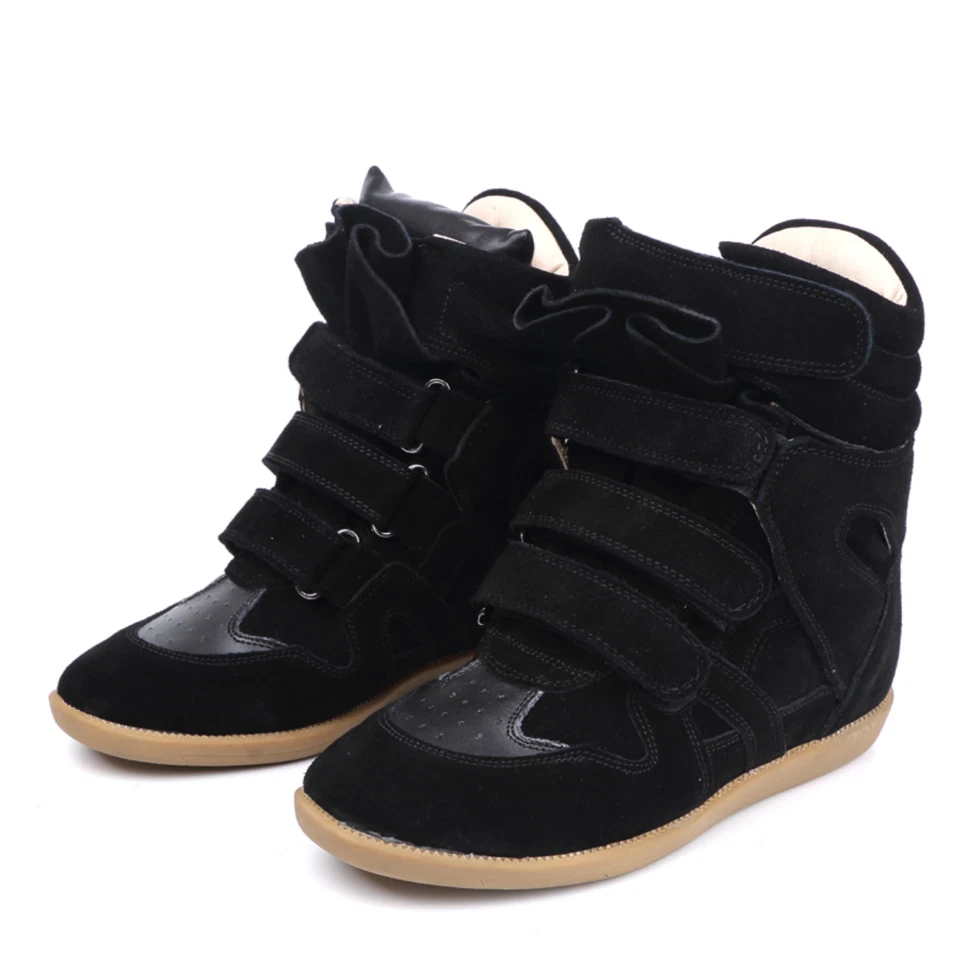 Zapatillas altas con cuña negras COMPLETAS de gamuza inspiradas en Isabel Marant Foto 2 de 4