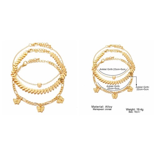 Stellar Butterfly Heart Gold Anklet Set | DIY Charm Jewelry | 18K Gold Plated - Picture 3 of 5