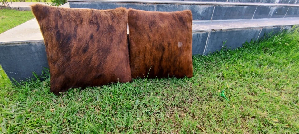 FUNDAS DE ALMOHADA DE CUERO DE VACA FUNDA DE COJÍN DE CUERO DE VACA ALFOMBRA PIEL DE VACA PELO SOBRE COJÍN Foto 3 de 4