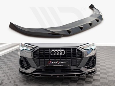 For Audi Q3 S-Line F3 Front Diffuser Diffusor V1 Maxton Design Gloss Black ABS