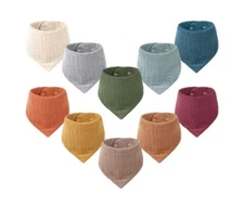 Konssy Muslin Baby Bibs 10 Pack Baby Bandana Drool Bibs 100% Cotton for Unisex B