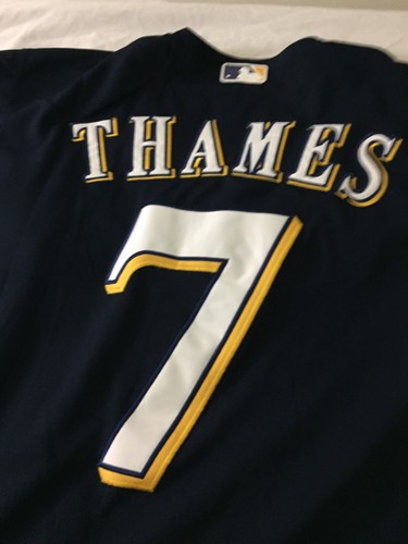 Majestic Milwaukee Brewers Eric Thames Baseball MLB jersey Men’s 44 / L - Picture 6 of 8