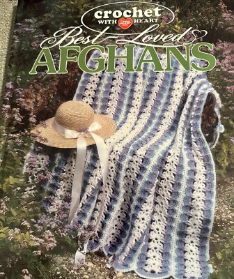 BEST LOVED AFGHANS Crochet with Heart Book  2000 Baby, American Flag 49 Patterns