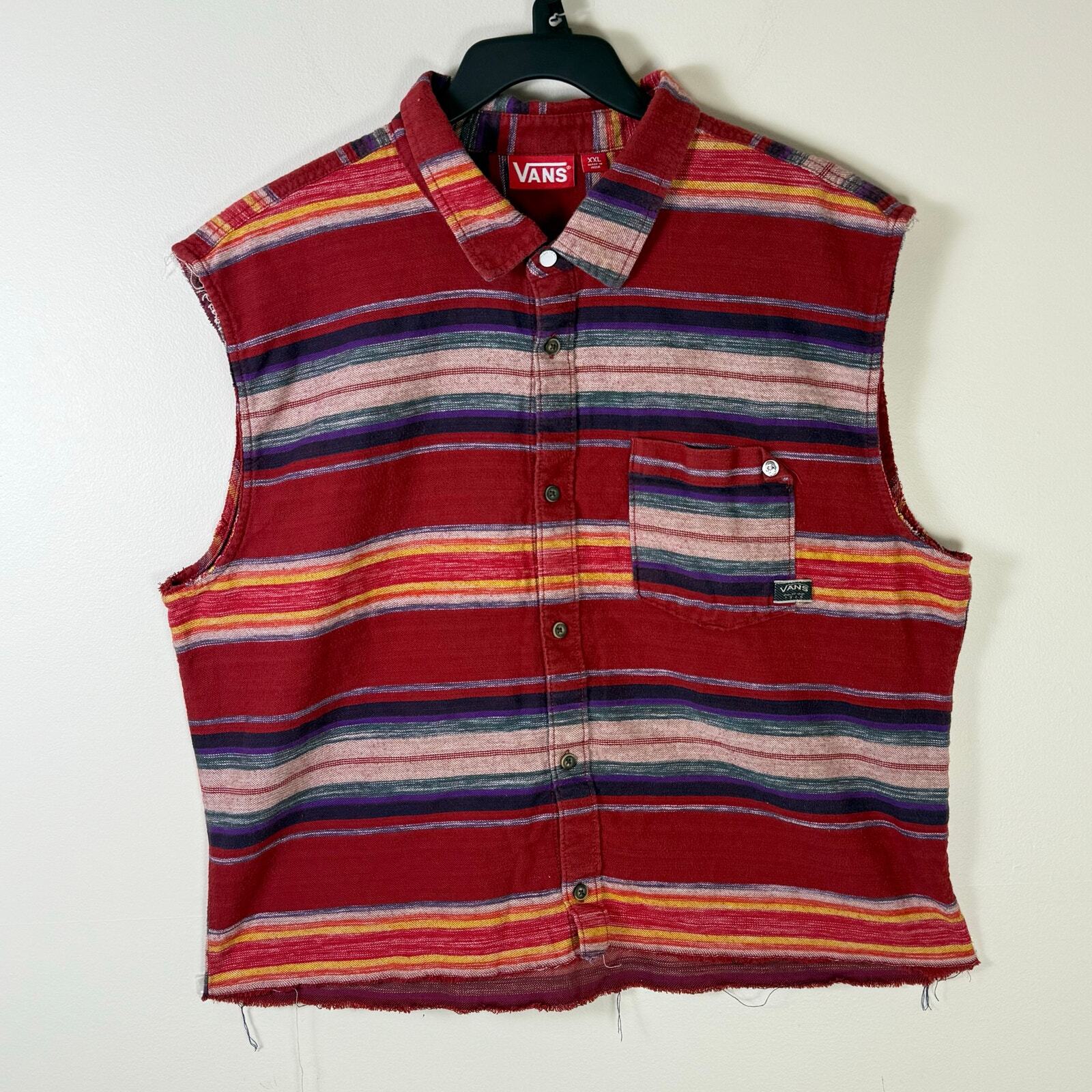 Y2K Vans western streetwear striped vest button front mens XXL