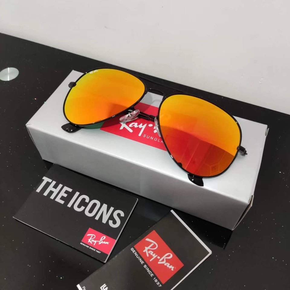 RAYBAN RB3025, aviator sunglasses,Black Frame/Large Orange Lens eBay