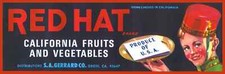 Vintage Produce Crate Label Red Hat Fruits & Vegetables Art Print Reproduction