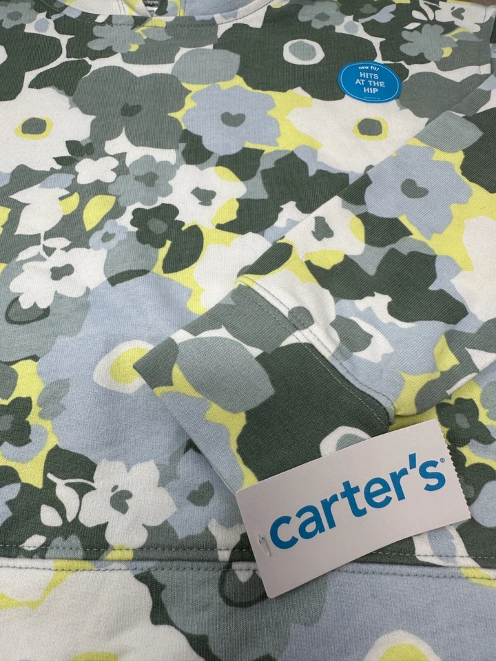 NUEVO CON ETIQUETAS ~ Carters Niños Floral Activo Pullover Sudadera con Capucha Talla 8 ~ Ligero Foto 3 de 4