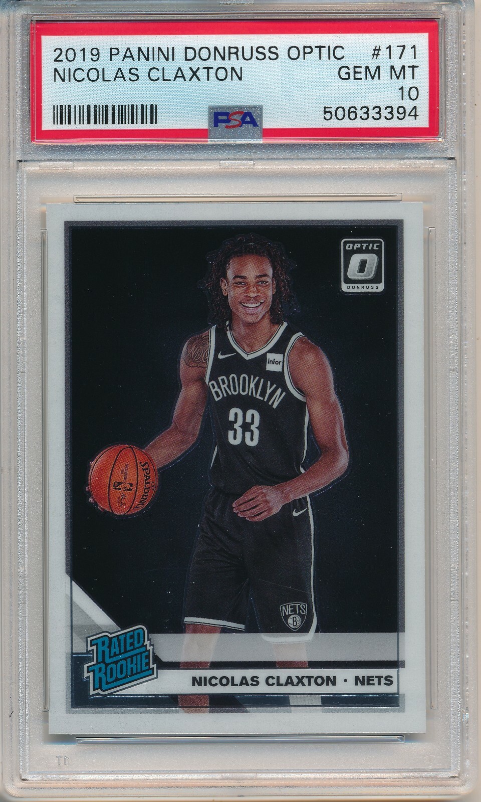 2019 PANINI DONRUSS OPTIC NICOLAS CLAXTON #171 PSA 10 GEM MINT ROOKIE
