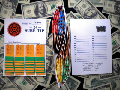 1 Dozen ~ 24 SURE TIP BOARDS {01 to 24} Fund-Raising Raffle Pull Tab Jar Tickets