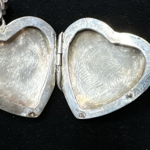 9.17g Vintage Sterling Silver 925 Etched Heart Locket Pendant Jewelry 33.mm - Picture 6 of 8