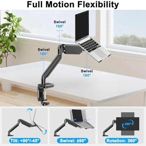 2-in-1 Gas Spring Laptop Stand and Monitor Desk Mount for Versatile Space-Saving Solutions