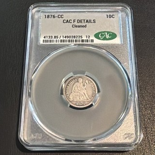 1876 CC Seated Liberty Dime CAC F Details