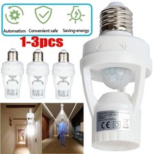 1-3Pcs Motion Sensor Socket Dimmable Light Lamp Bulb Adapter Holder For E27 Base