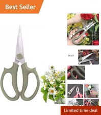 Stainless Steel Flower Scissors - Ergonomic Floral Shears in Grey Green