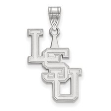 14k White Gold LogoArt Louisiana State University L-S-U Large Pendant