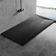 SMC Bathroom Shower Tray Square/Rectangle Black Walk In Shower Base Free Waste