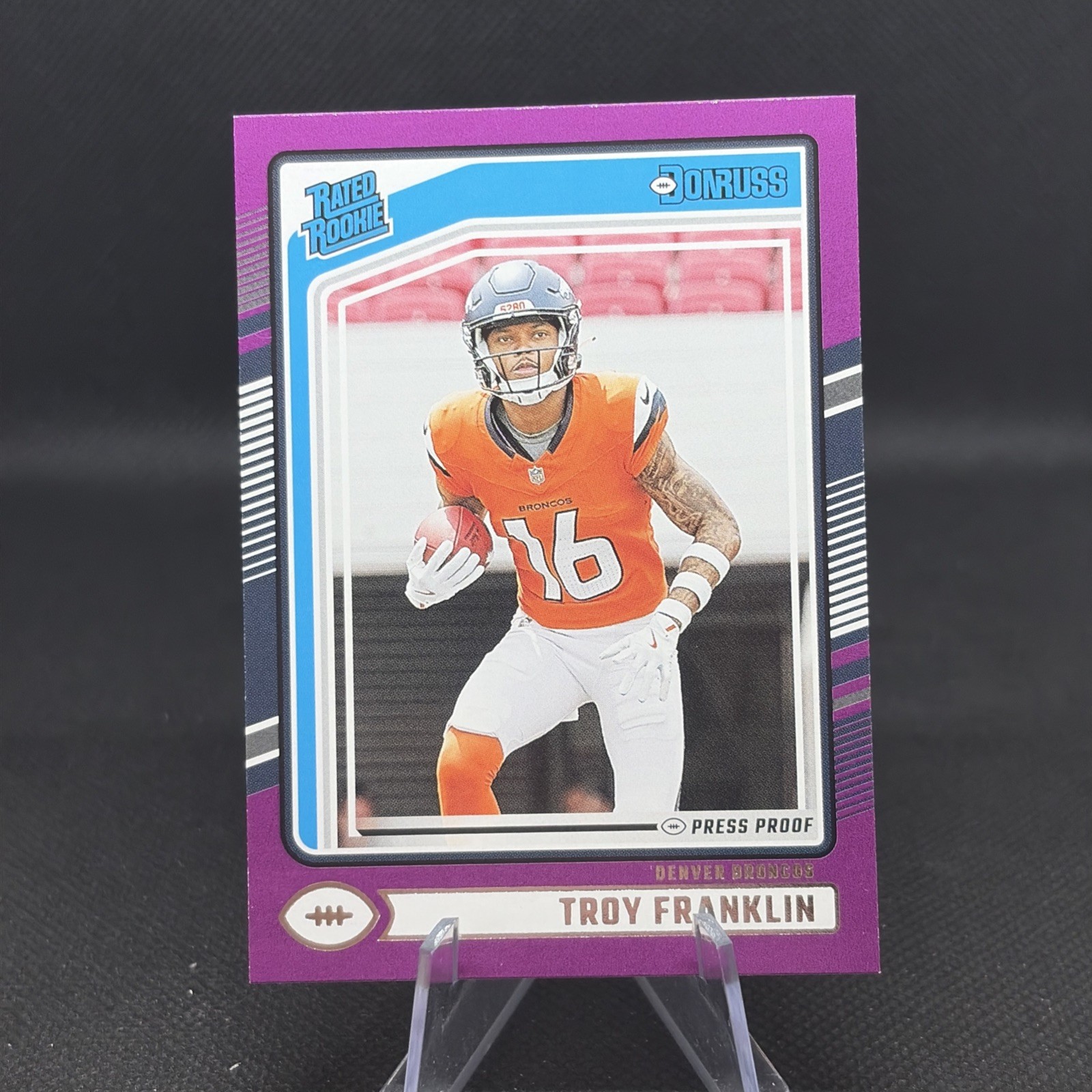 2024 Donruss Troy Franklin Purple Press Proof Rated Rookie #338 Broncos RC