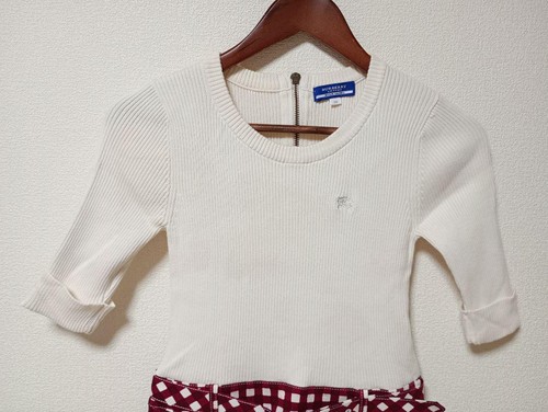 Burberry Blue Label Knee-Length Dress Check Red/White Cotton 38/M(US:S) 046499d - Picture 3 of 24