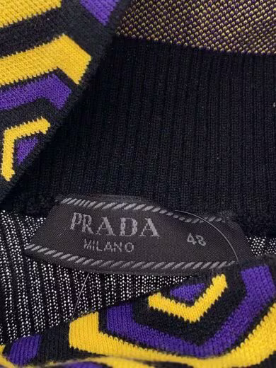 PRADA/Knit sweater (thin)/Size 48/Cotton/Black/AMA2 2022 608 thumbnail 3
