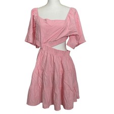 Shy Velvet Dress Womens XL Pink Mini Summer Crossover Cut Out Waist Square Neck