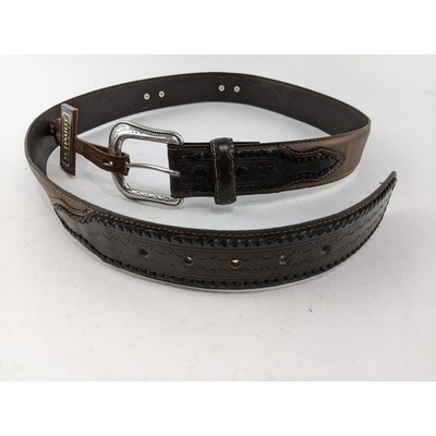C.E. Schmidt Brown Leather Western Belt Leather Inlay Men's Size 38 Workwear New