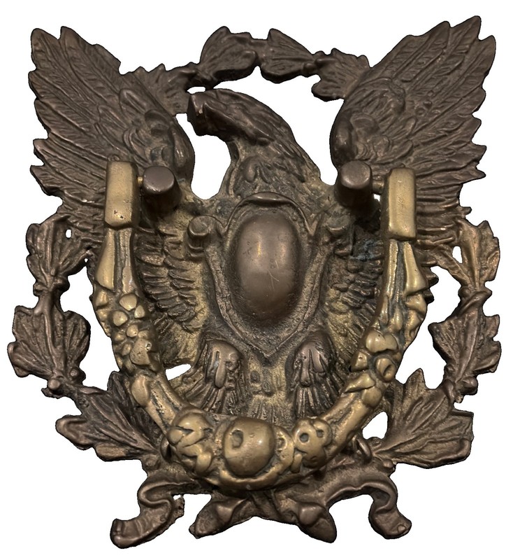 Vintage 8.5” Cast BRASS American Eagle USA Door Knocker Patina STURDY