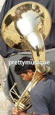 SOUSAPHONE 22"BELL SIZE GOLDEN POLISH MADE OF PURE BRASS CASE BOX FREE SHIPPING