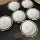 Vintage Pyrex Green and Gold Rim Dessert Bowls Set of 6 Excellent Condition