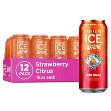 Sparkling Ice Caffeine Strawberry Citrus Fruit 16 Fl Oz Pack of 12 Zero Sugar