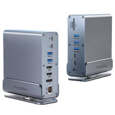 Vertical Type C 3 monitors Docking Station Dual HDMI 4K 60HZ USB 3.2 RJ45 1000M