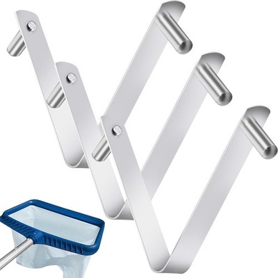 3Pcs Pool Brush Clips V-Shaped Stainless Steel Clips for Poles Skimmers Spa Tool